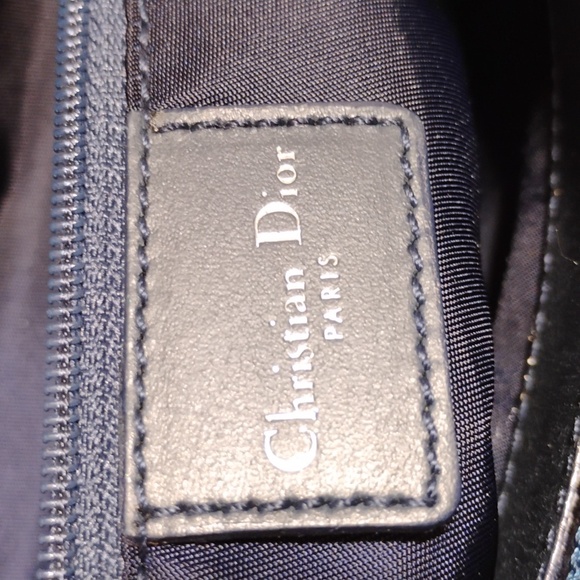 FIRM PRICE! Auth Dior Denim Navy Blue Oblique/Leather Vint Buckle Tote/Dust Bag - Picture 10 of 16